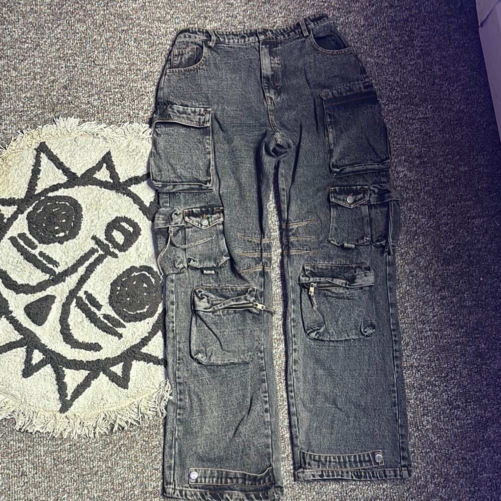 Black Relaxed Fit Jeans with Vintage Distressing